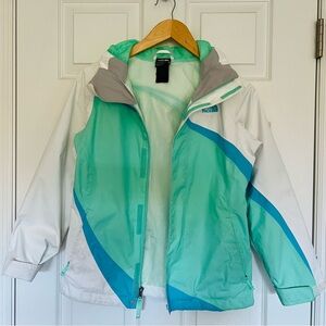 The North Face Girls Hyvent 2-in-1 Hooded Jacket, Size M (10/12) White Green